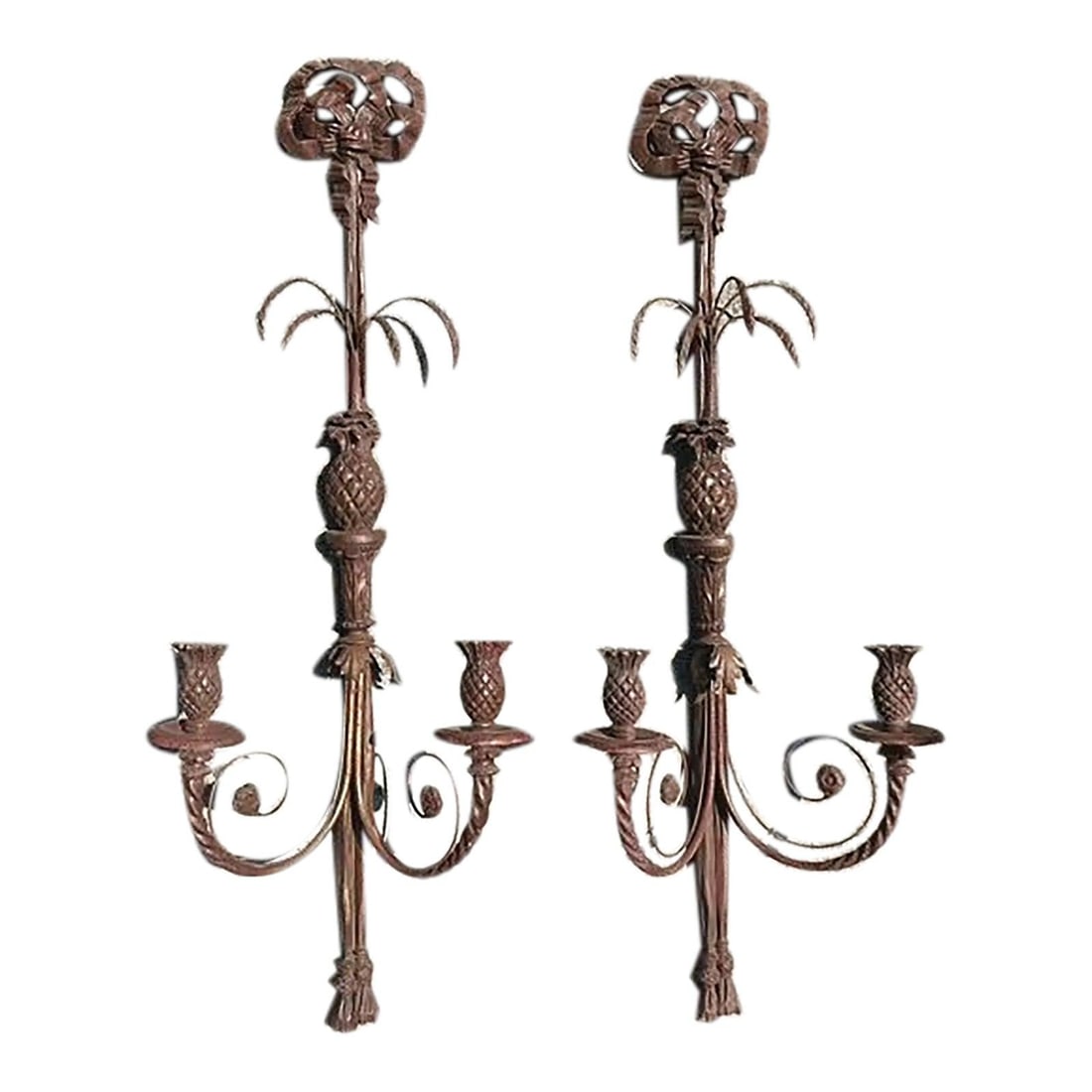Stunning Vintage Boho Carved Wood Candle Sconces - Pair 44.25" Tall (1 of 5)
