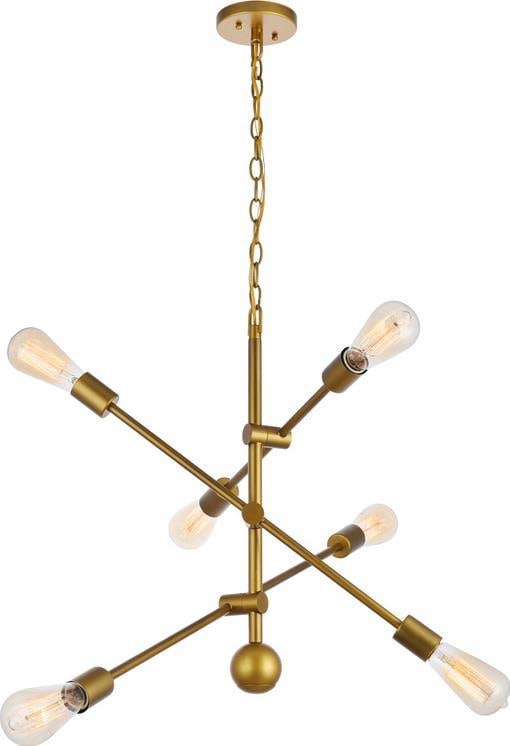 Elegant Lighting Axel Brass 6-Light Pendant Fixture UL-Listed (1 of 1)