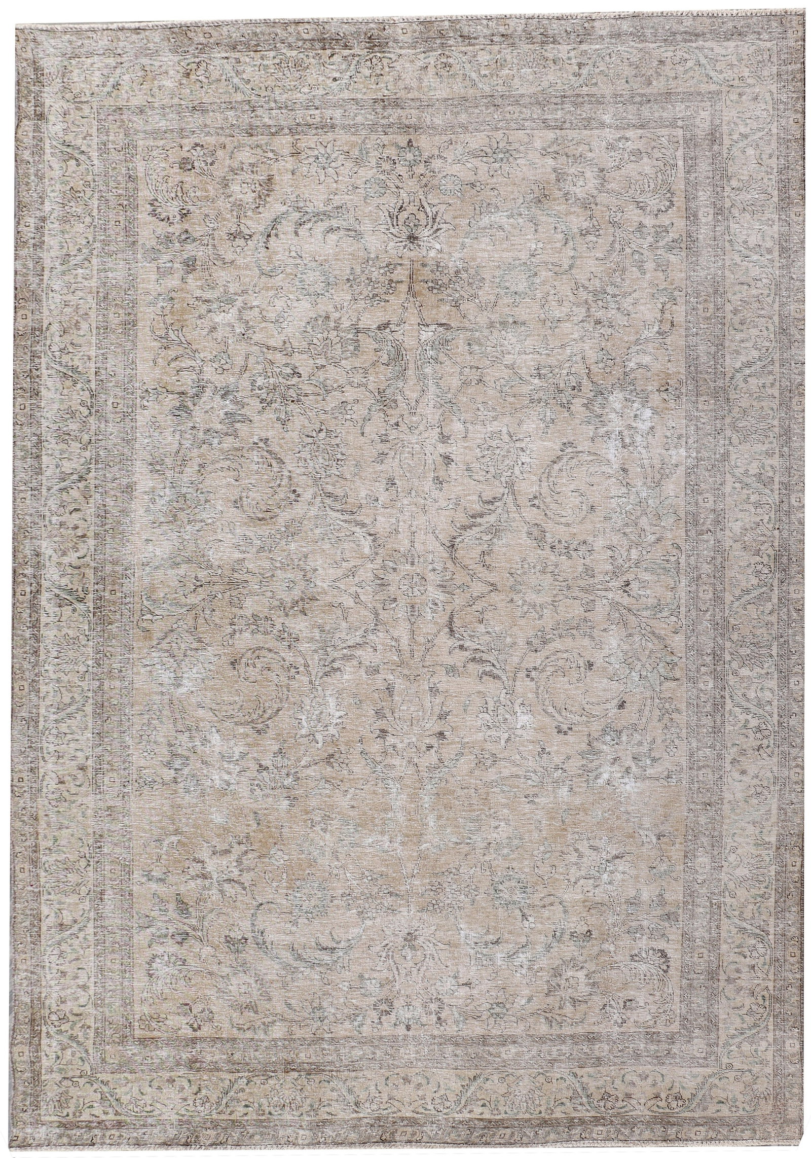 Vintage Hand-knotted Persian Rug 7.8 x 11 Faded Gray Wool (1 of 6)