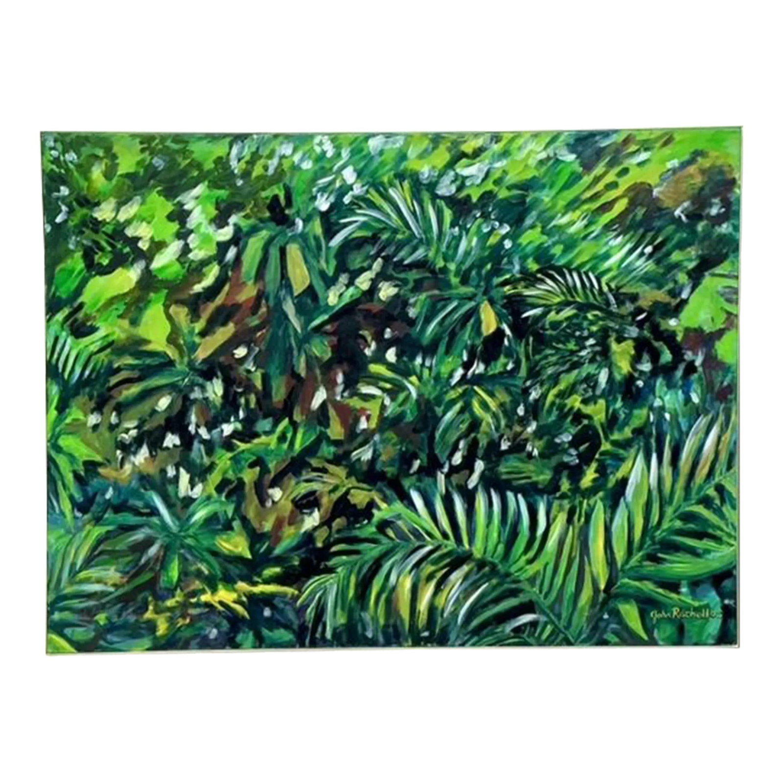 Vintage Boho Botanical Oil Painting Canvas 48.75 x 36.75 (1 of 7)