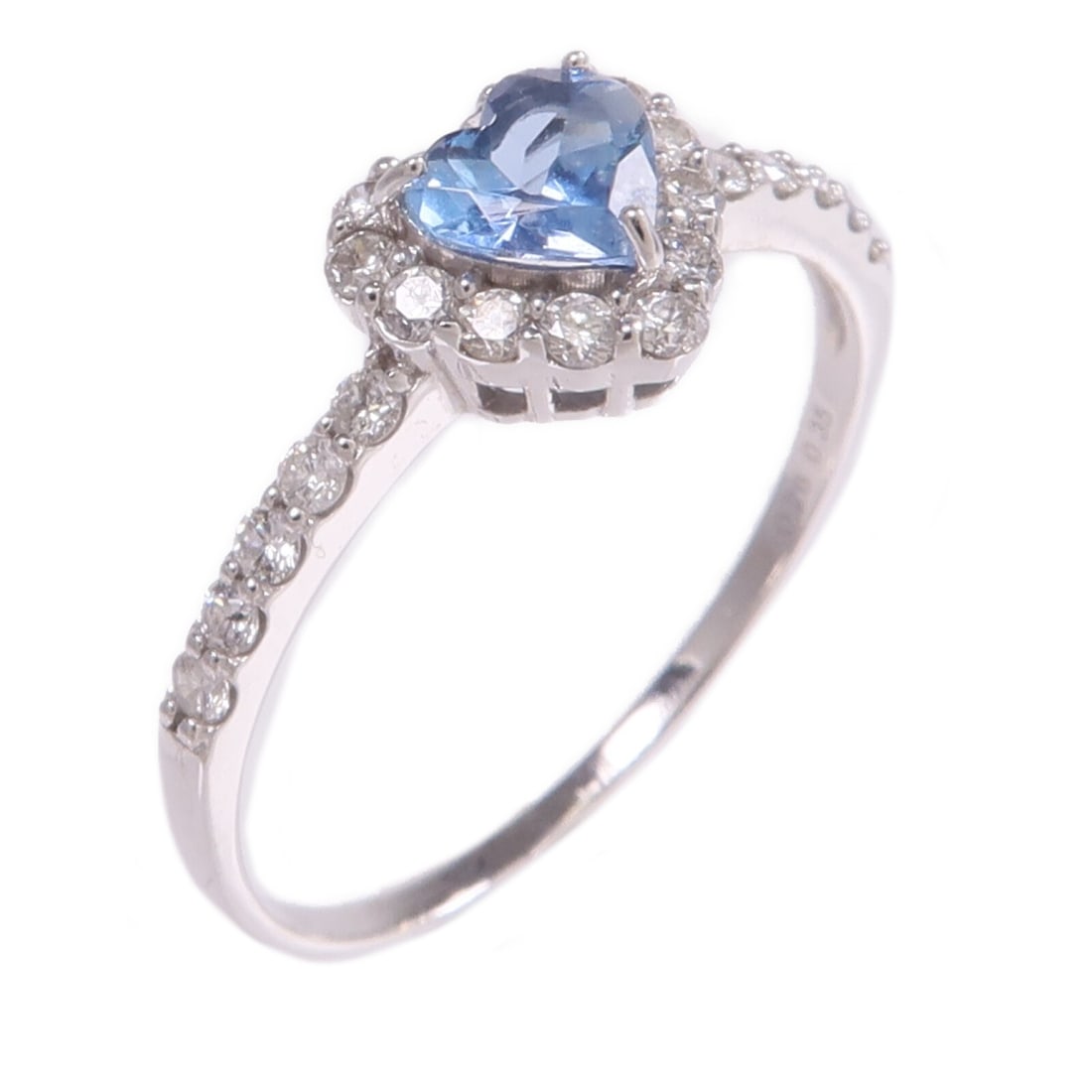 Aquamarine and Diamond Ring in 18K White Gold Size 7 (1 of 9)