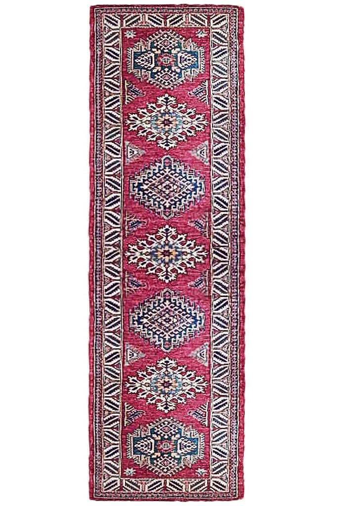 2.8 x 8.11 Red Handmade Kazak Area Rug Geometric Motifs Premium Wool (1 of 6)