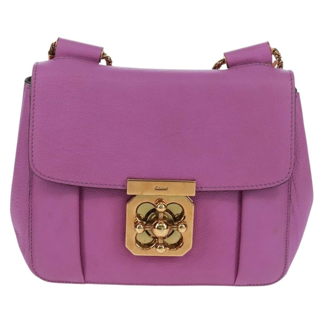 Chloe Elsie Leather Shoulder Bag in Purple with Chain Strap (1 of 18)