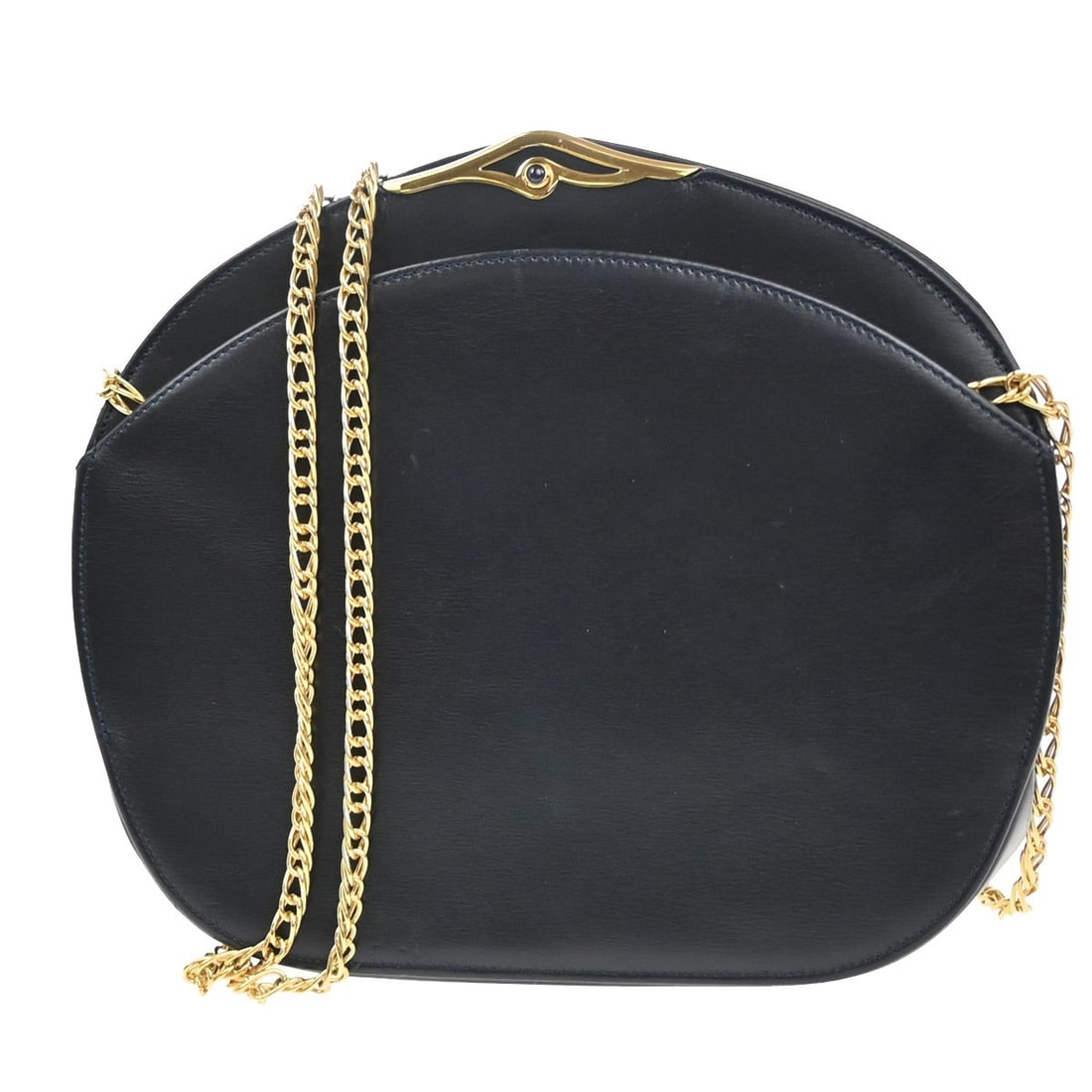 Navy Leather Cartier Shoulder Bag Vintage 18cm by 17cm by 5cm: Navy Leather Cartier Shoulder Bag Vintage 18cm by 17cm by 5cm This vintage shoulder bag by Cartier is crafted from navy leather, designed for female use. It features a compact size suitable for everyd