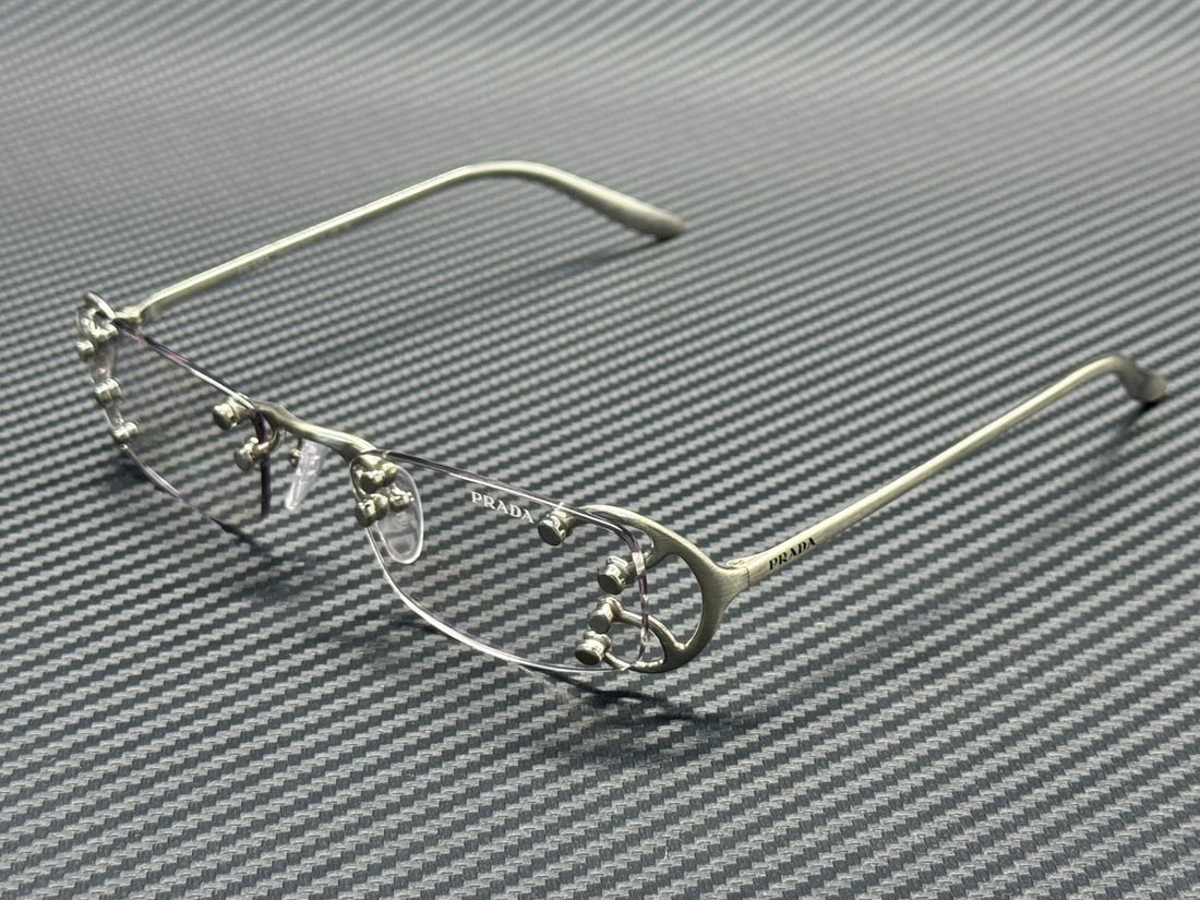 Prada PR C57S 28H08N Argento Nouveau Clear Blue Light Filter Eyeglasses 52mm (1 of 4)