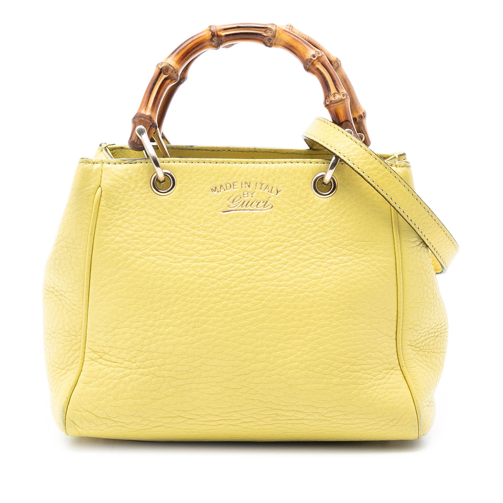 Yellow Leather Gucci Mini Bamboo Shopper Bag with Detachable Strap (1 of 7)