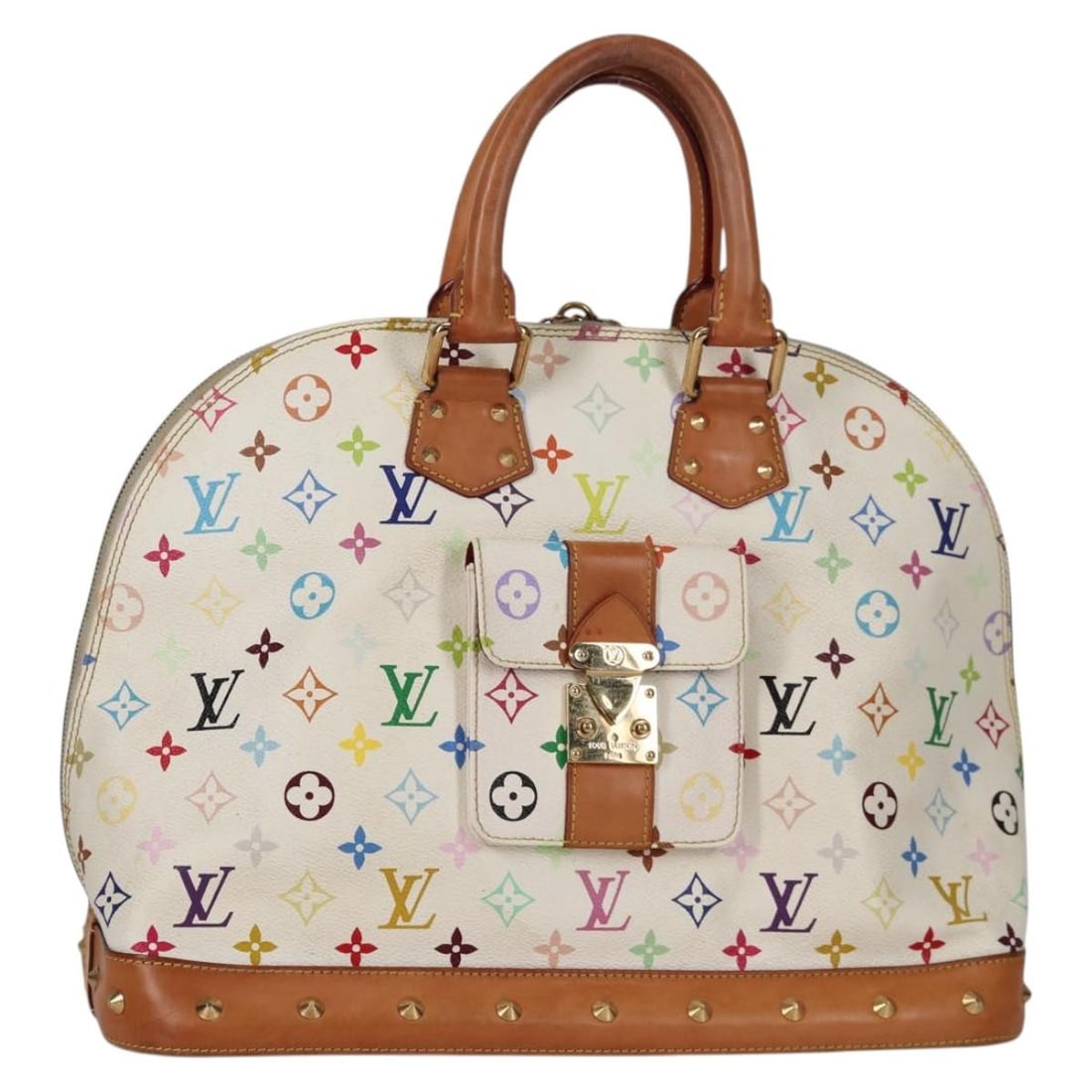 LOUIS VUITTON Monogram Multicolor Alma GM Hand Bag White M40441 Italy (1 of 18)