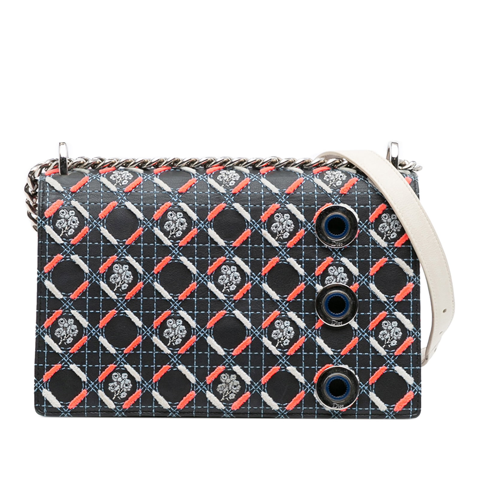 Dior Medium Cannage Tufted Flap Bag Black Leather (1 of 11)