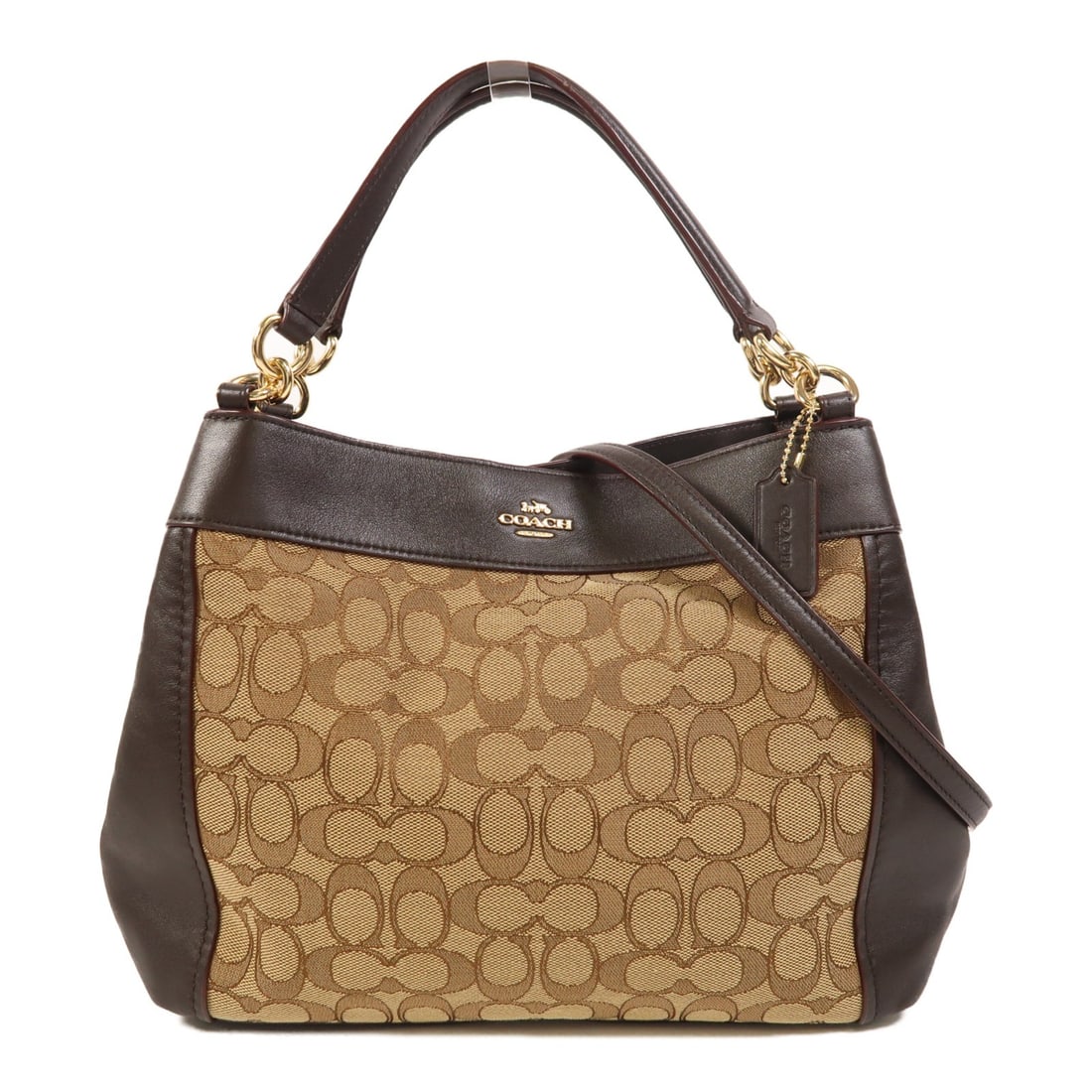 Coach Lexy Canvas Shoulder Bag with Gold Tone Hardware Brown F29548 (1 of 14)