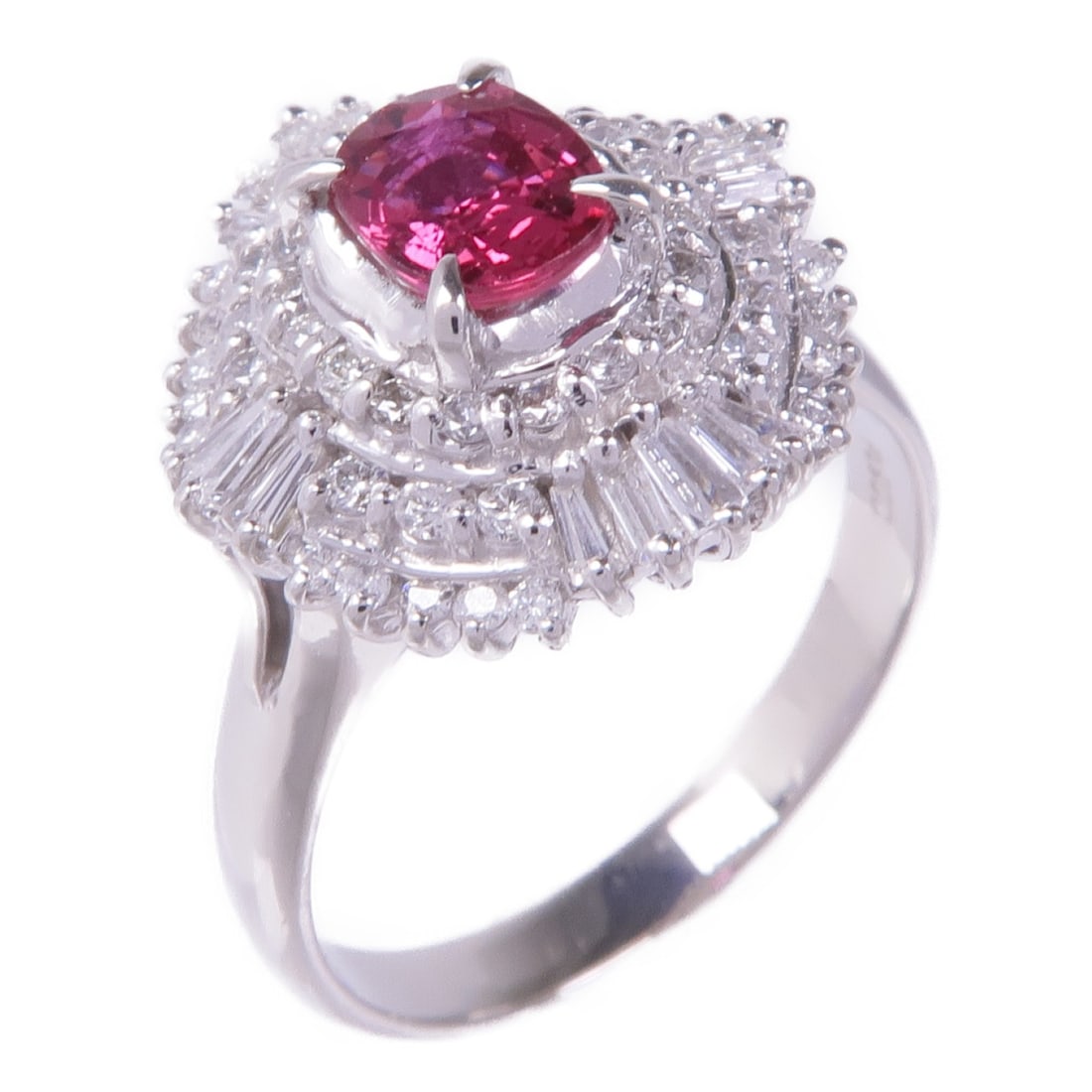 Elegant Ruby Diamond Ring in PT900 Platinum US Size 5.5 (1 of 8)