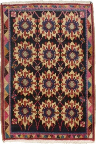 Hand-Knotted Wool Tribal Floral Area Rug 3'2 x 4'9 Vintage Western Asia: Hand-Knotted Wool Tribal Floral Area Rug 3'2 x 4'9 Vintage Western Asia This vintage handmade wool area rug features a tribal floral design in a variety of colors, including beige, cream, crimson red,