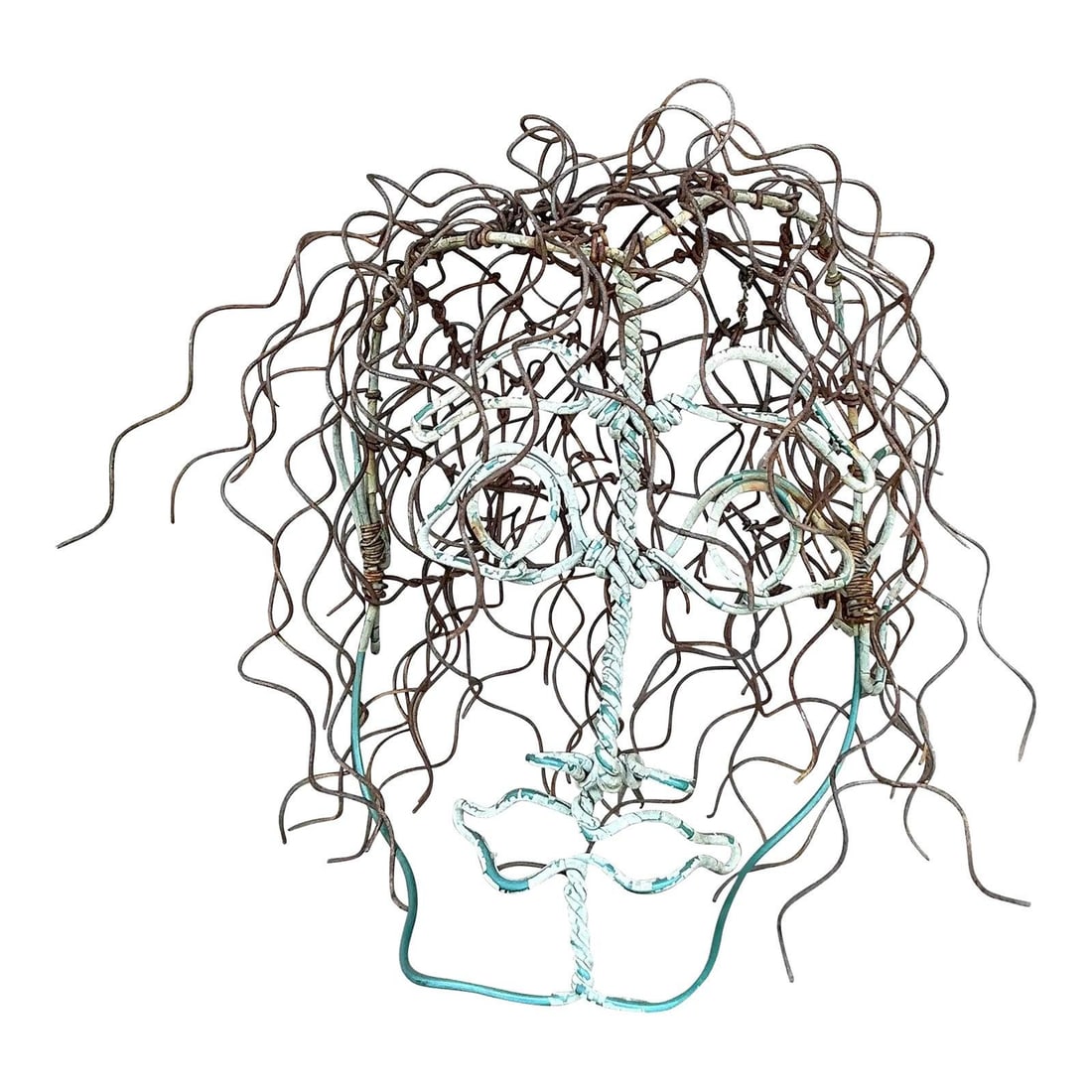 Abstract Wire Head Sculpture Vintage Brutalist Bohemian Art Metal 11.5 x 9.25 x 9.5 (1 of 9)