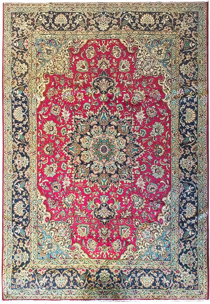 9.7 x 12.10 Semi-Antique Persian Esfahan Wool Area Rug Handmade in Iran (1 of 8)