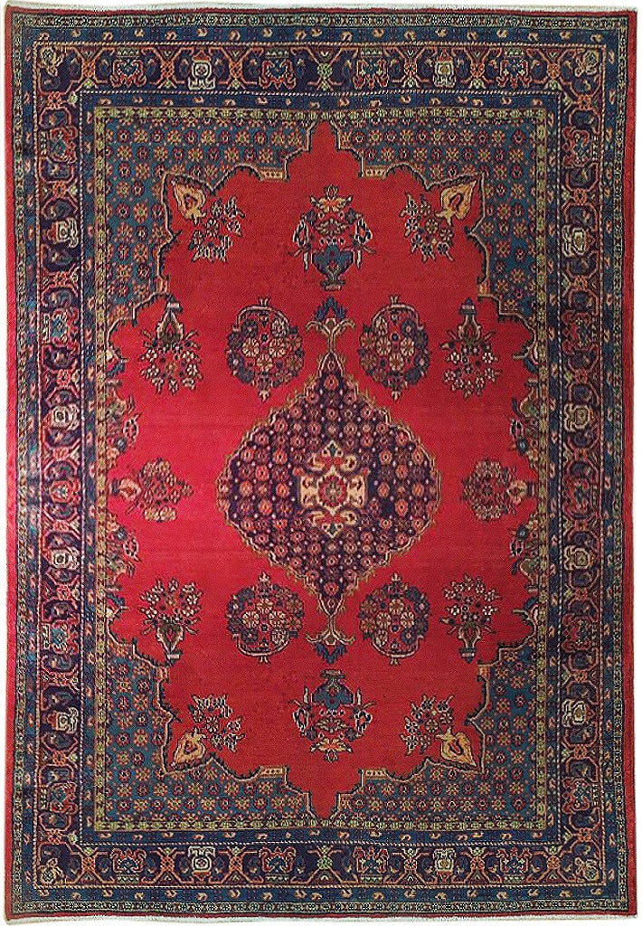 10'4" x 11'5" Luxurious Semi-Antique Persian Sarouk Rug Red Handmade (1 of 7)