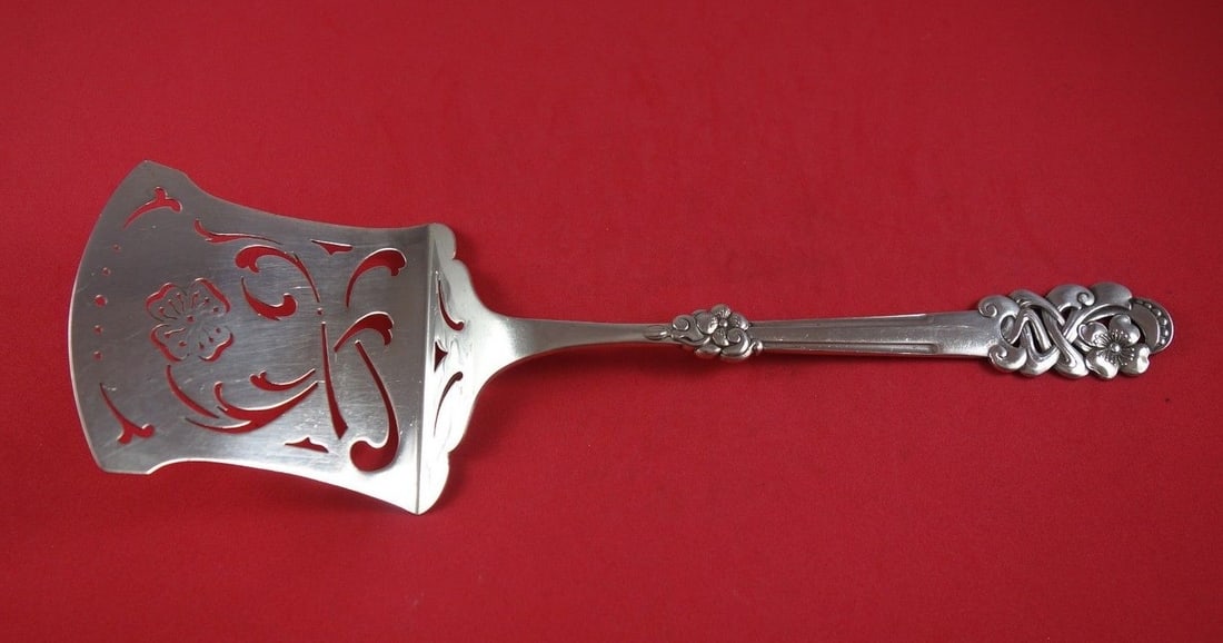 A. Halberstadt Art Nouveau Sterling Silver Waffle Server 11 1/8" Floral Design (1 of 2)