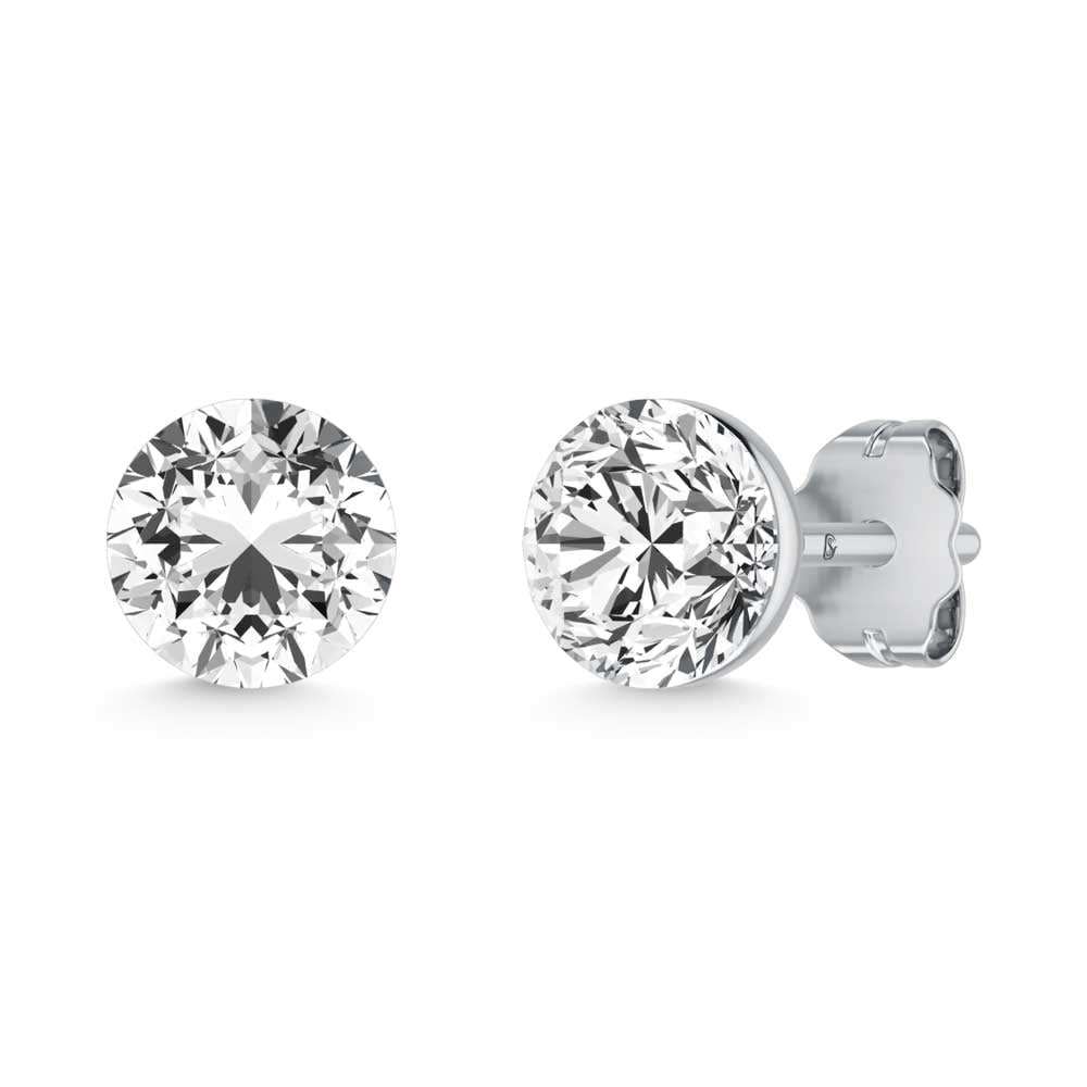 14K White Gold 1 Ct.Tw. Lab Grown Diamond Stud Earrings: 14K White Gold 1 Ct.Tw. Lab Grown Diamond Stud Earrings Expertly crafted in 14K white gold, these classic diamond studs display lab-grown diamonds totaling 1 Ct.Tw., offering exceptional brilliance an
