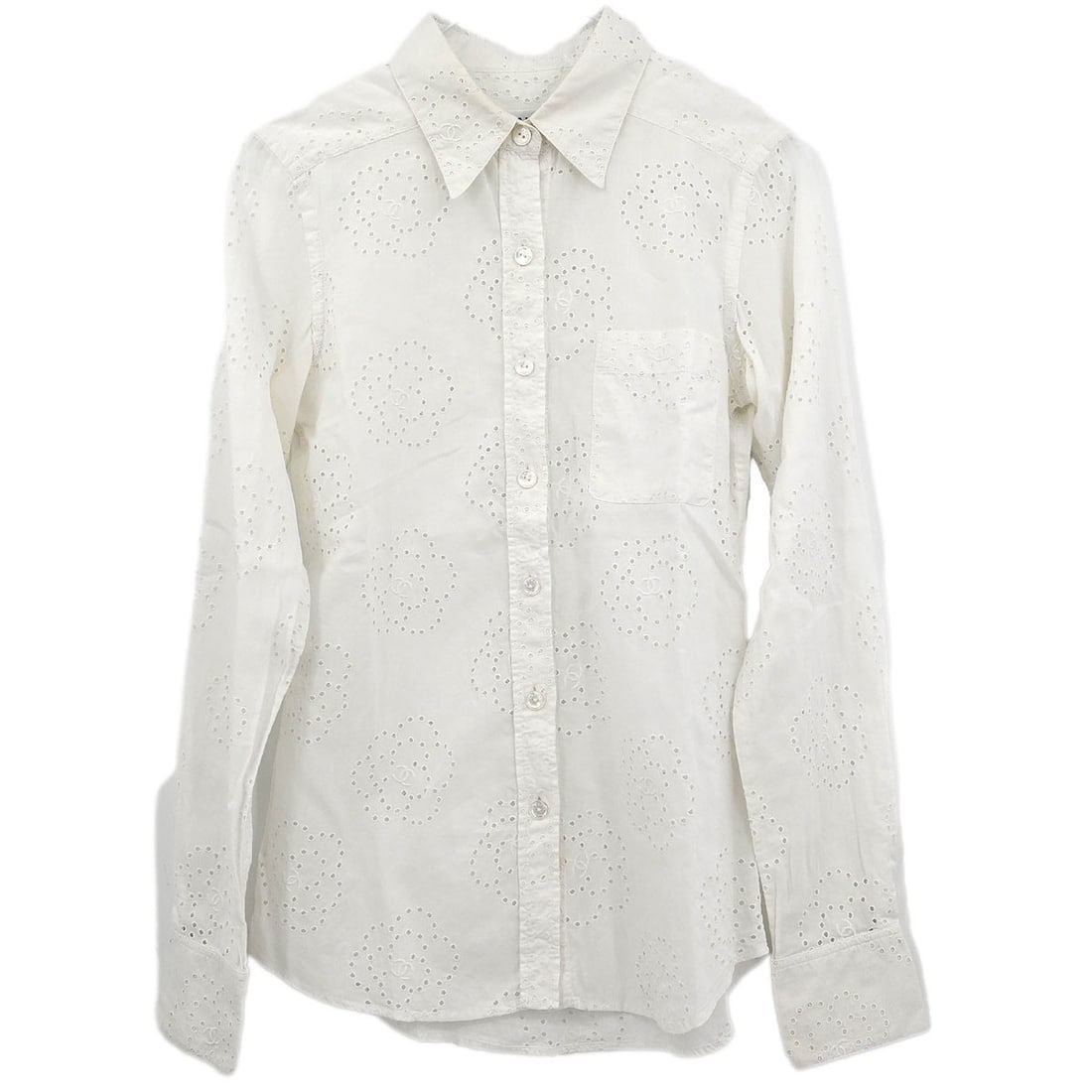 Vintage Chanel White Cotton Blouse Long Sleeve #38 (1 of 10)
