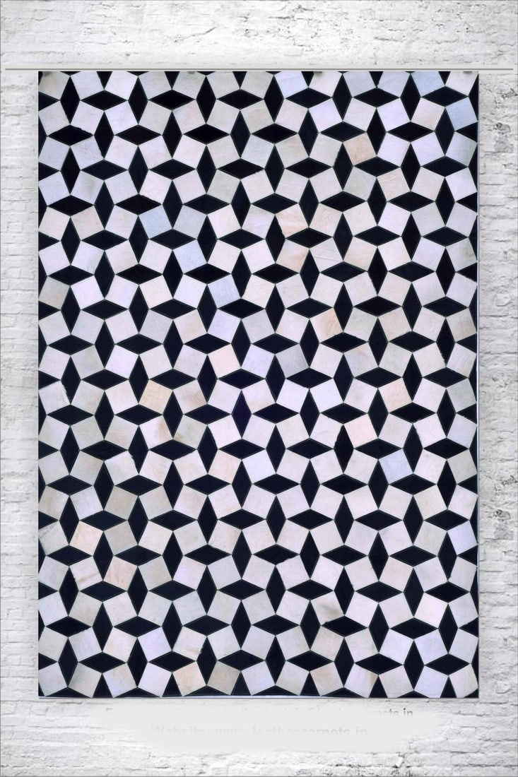 Hand Stitched Patchwork Leather Rug Artistic Geometric Design 3FTx5FT (1 of 1)