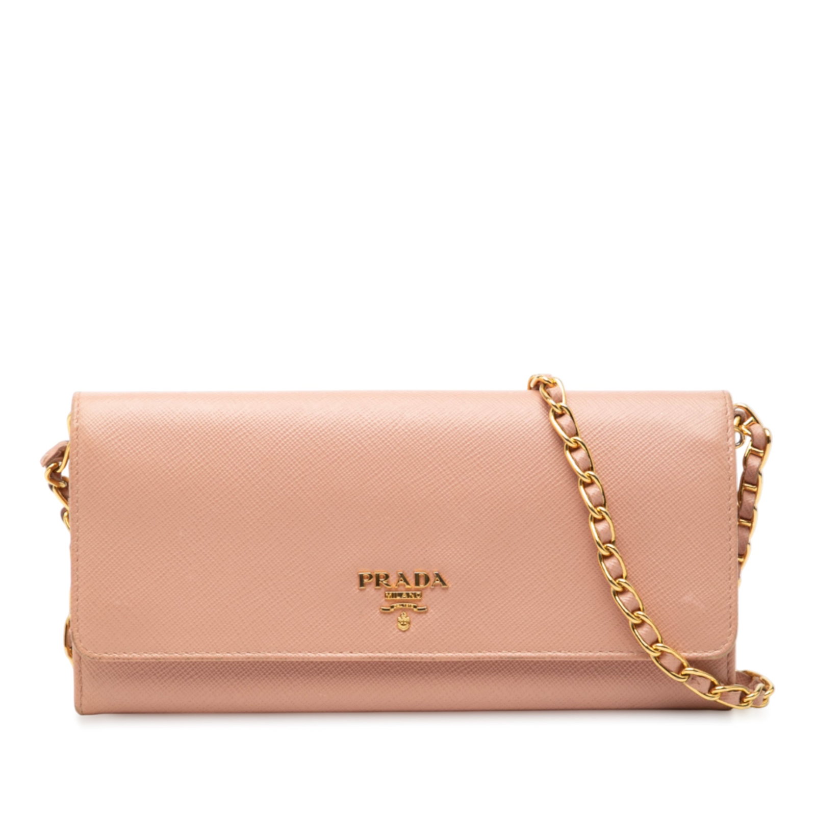 Pink Prada Saffiano Leather Chain Wallet with Flap Closure (1 of 6)