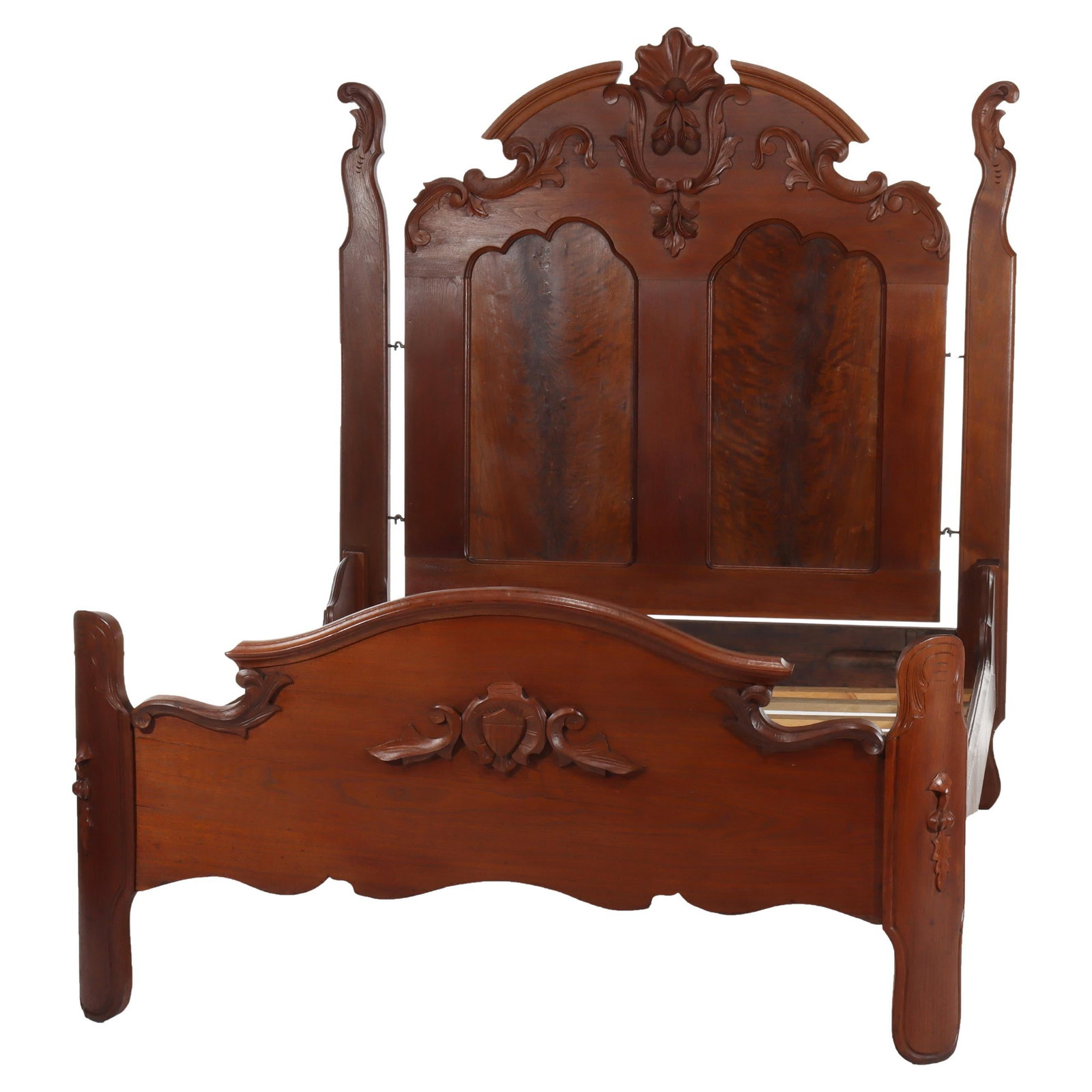 Victorian Renaissance Revival Carved Walnut Bed Frame c1890 (1 of 17)