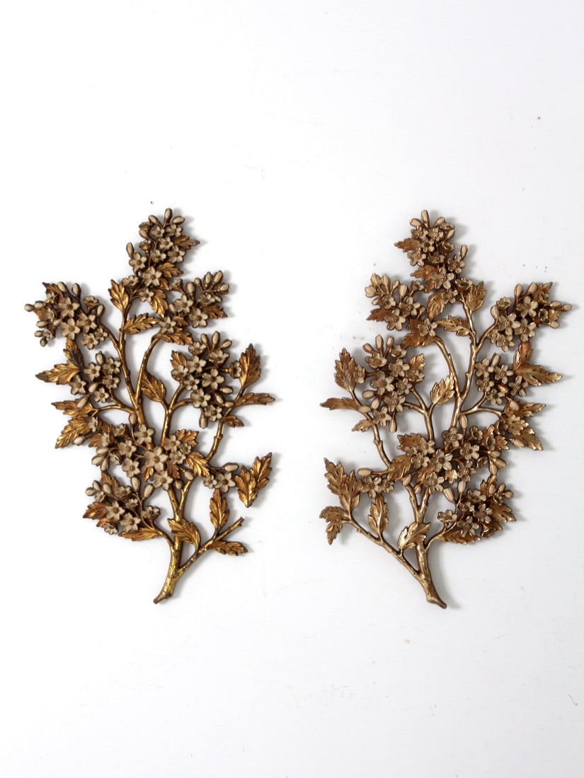 Rare 1960s Syroco Dogwood Wall Art Sculptures Pair (1 of 17)