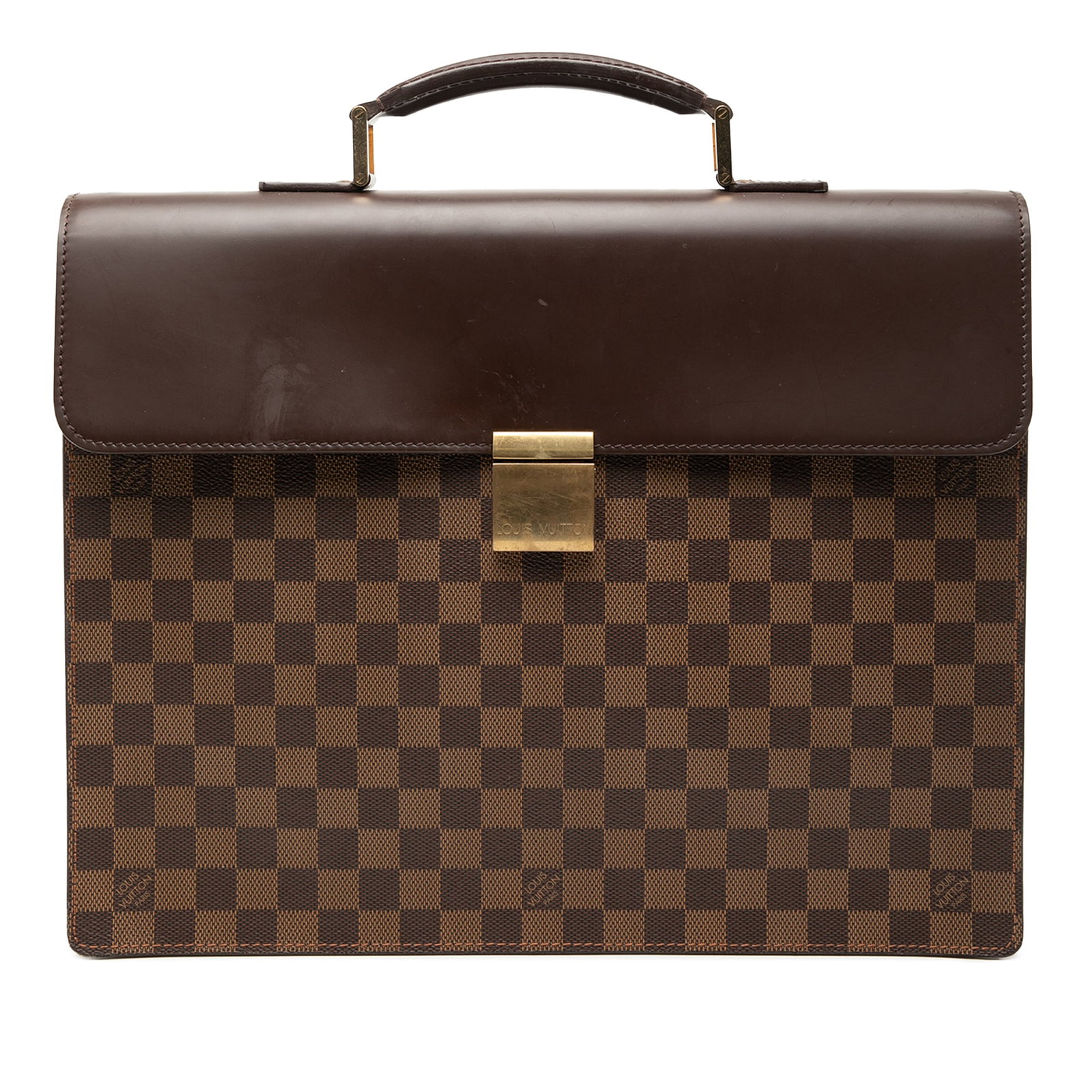 Louis Vuitton Altona PM Damier Ebene Canvas Top Handle Bag: Louis Vuitton Altona PM Damier Ebene Canvas Top Handle Bag The Louis Vuitton Damier Ebene Altona PM features a brown Damier canvas body with leather trim, a flat leather top handle, a front flap with