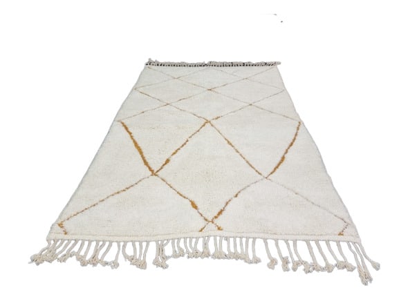 Handmade Moroccan Berber Wool Rug Soft White Engraved 10 x 5 Feet: Handmade Moroccan Berber Wool Rug Soft White Engraved 10 x 5 Feet Experience the beauty of this stunning Authentic Soft White Handmade Moroccan Berber Wool Rug, featuring an intricate engraved pattern