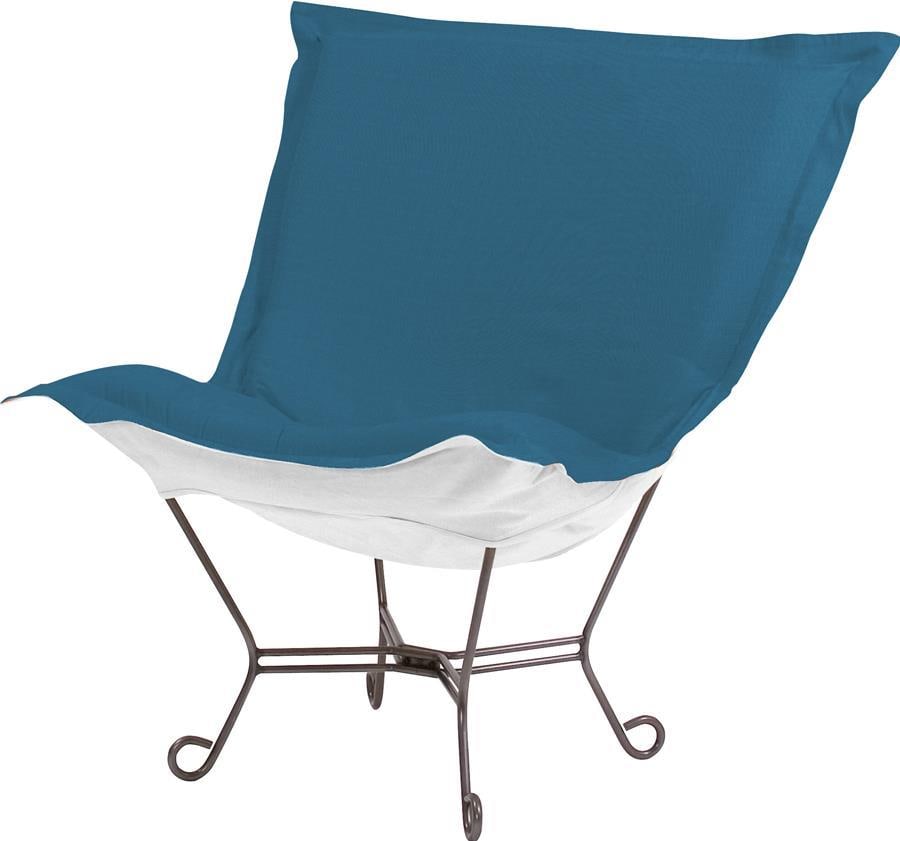 Howard Elliott Outdoor Sunbrella Patio Puff Chair Blue Turquoise (1 of 1)