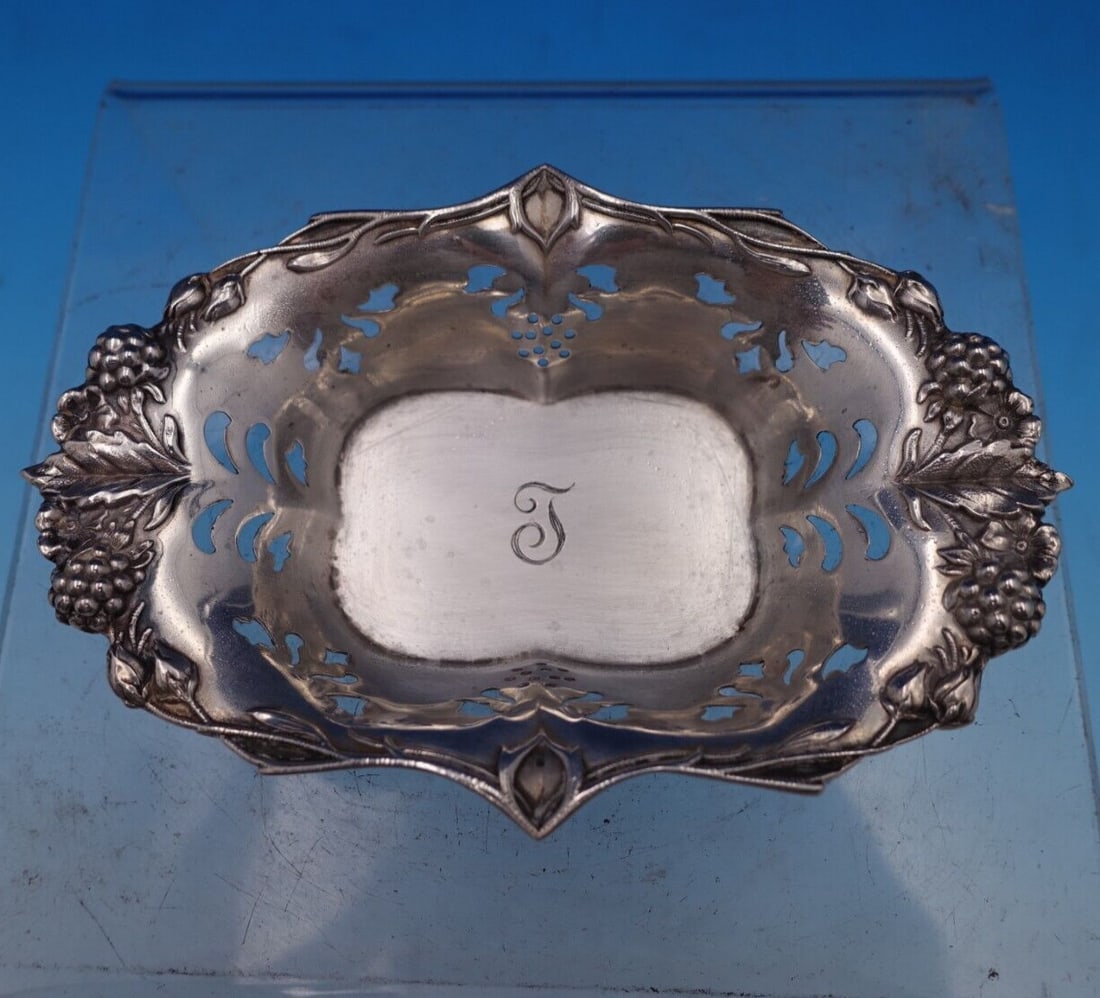 Tiffany & Co Blackberry Sterling Silver Nut Cup Monogrammed J: Tiffany & Co Blackberry Sterling Silver Nut Cup Monogrammed J Discover the elegance of the Blackberry nut cup by Tiffany & Co., crafted from high-quality sterling silver (.925). This exquisite piece f