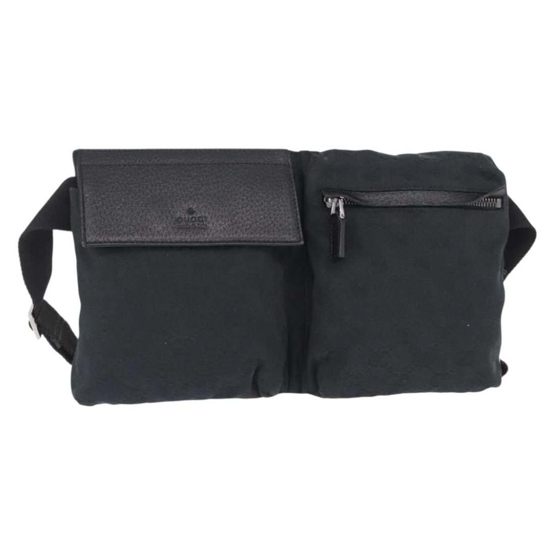 GUCCI GG Canvas Waist Bag Black Silver 28566 Authentic Italy (1 of 18)