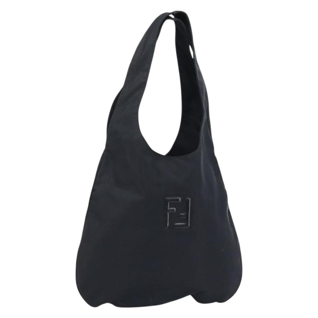 Fendi Black Nylon Women's Shoulder Bag with Silver Accents: Fendi Black Nylon Women's Shoulder Bag with Silver Accents This FENDI shoulder bag features a sleek design crafted from black nylon with silver-tone accents. Designed for women, the bag offers ample s