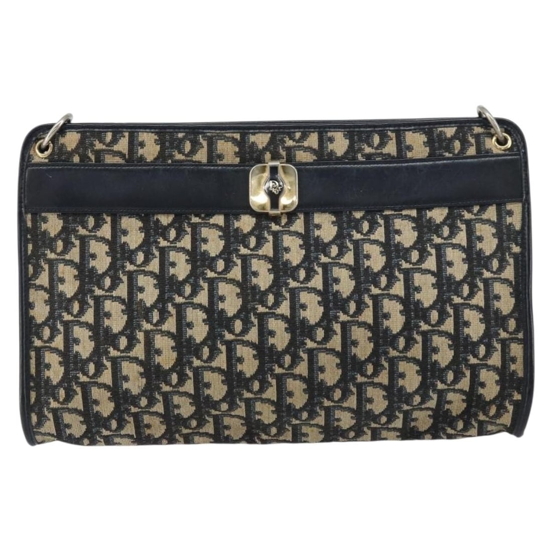 Vintage Christian Dior Navy Canvas Trotter Shoulder Bag: Vintage Christian Dior Navy Canvas Trotter Shoulder Bag This pre-owned Christian Dior Vintage Trotter shoulder bag is crafted from navy canvas with leather accents. Designed for women, it features a s