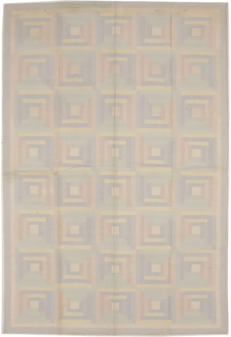 Hand-Woven Modern Geometric Dhurrie Rug 5'7 x 8'5 Wool Multicolored (1 of 15)