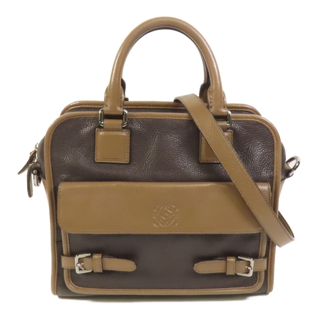 Loewe Cruz 2way Brown Calfskin Leather Shoulder Bag Silver Hardware (1 of 14)