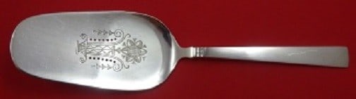 Marthinsen Prince Harald Sterling Silver Pie Server 9 3/4" Bright-Cut Flower Design (1 of 1)