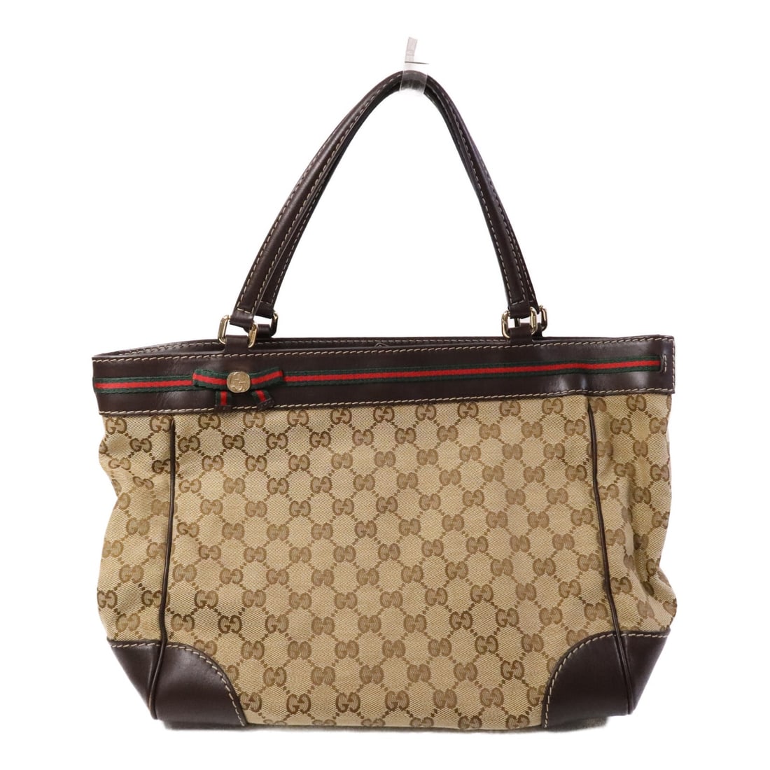 Beige brown GG canvas tote with gold hardware by Gucci model 257061 (1 of 16)
