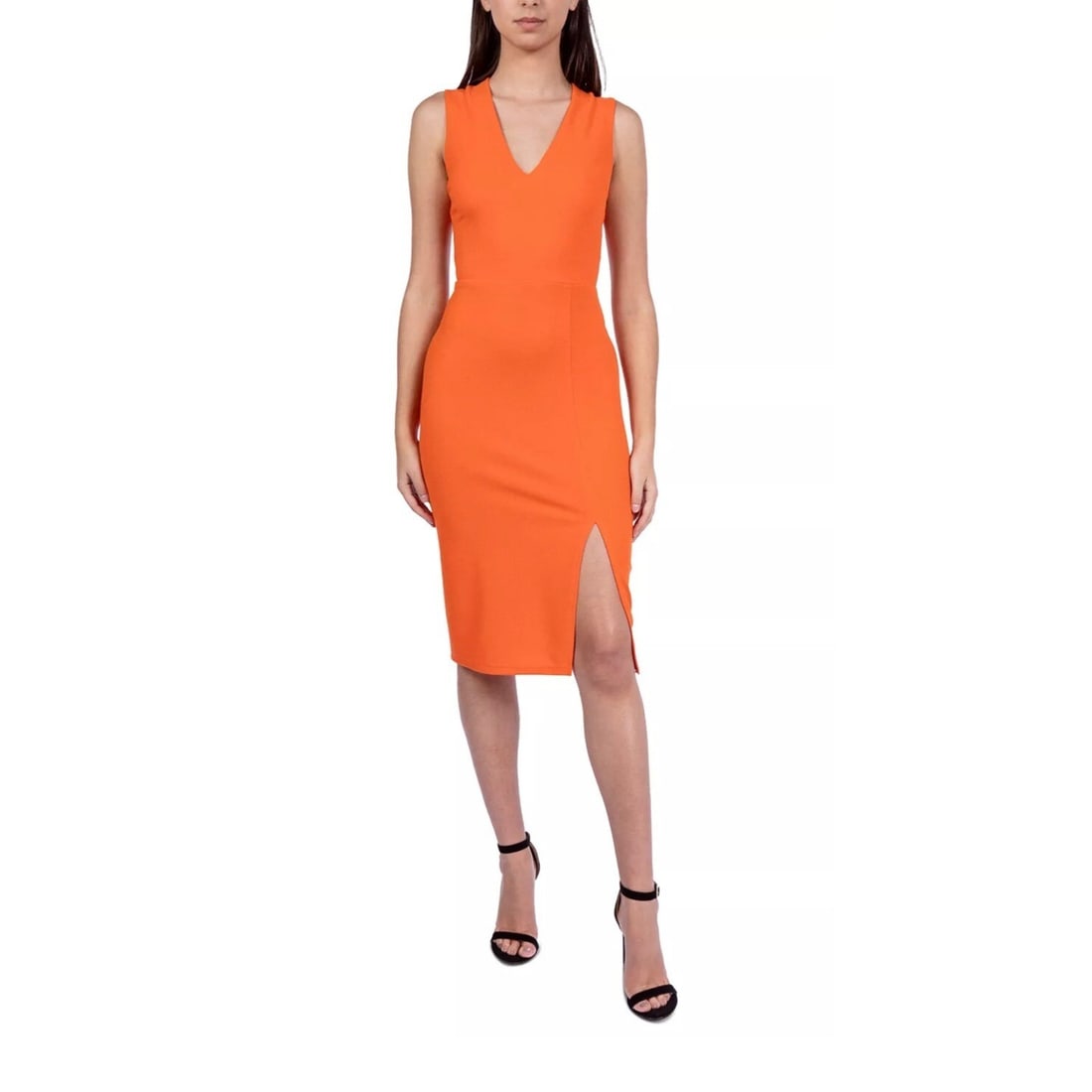 B Darlin Juniors Orange Bodycon Midi Dress Size 9/10 with Open Back (1 of 3)
