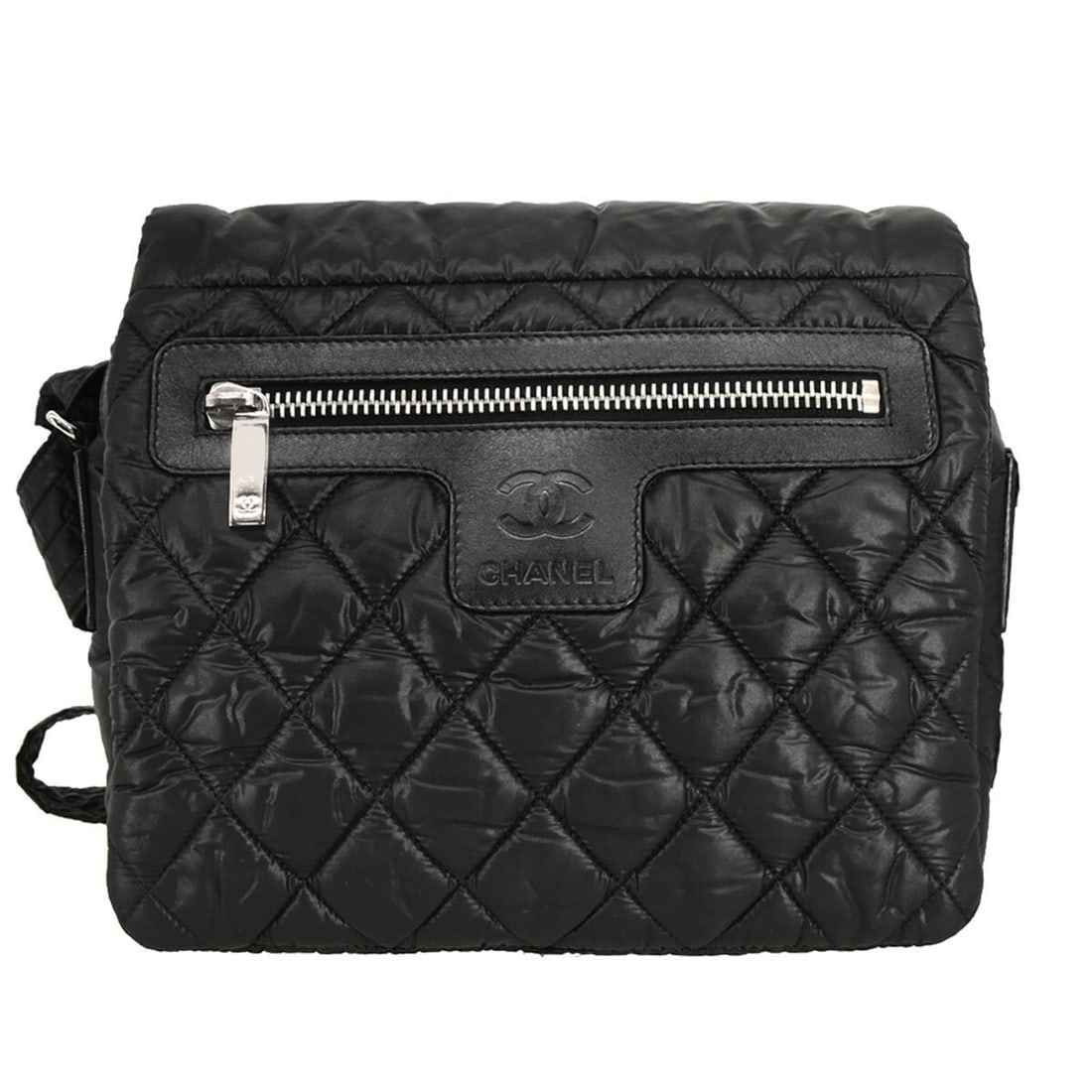 Chanel Black Nylon Messenger Bag Coco Cocoon with Red Lining (1 of 11)