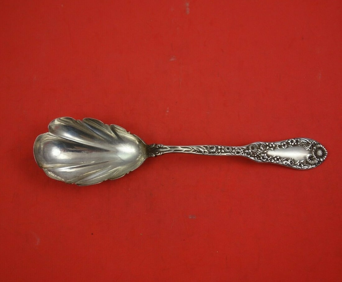 Dominick & Haff Sterling Silver Number 10 Preserve Spoon 8 3/8in: Dominick & Haff Sterling Silver Number 10 Preserve Spoon 8 3/8in This exquisite serving spoon is crafted by Dominick & Haff in the elegant Number 10 pattern. Made from high-quality sterling silver, th