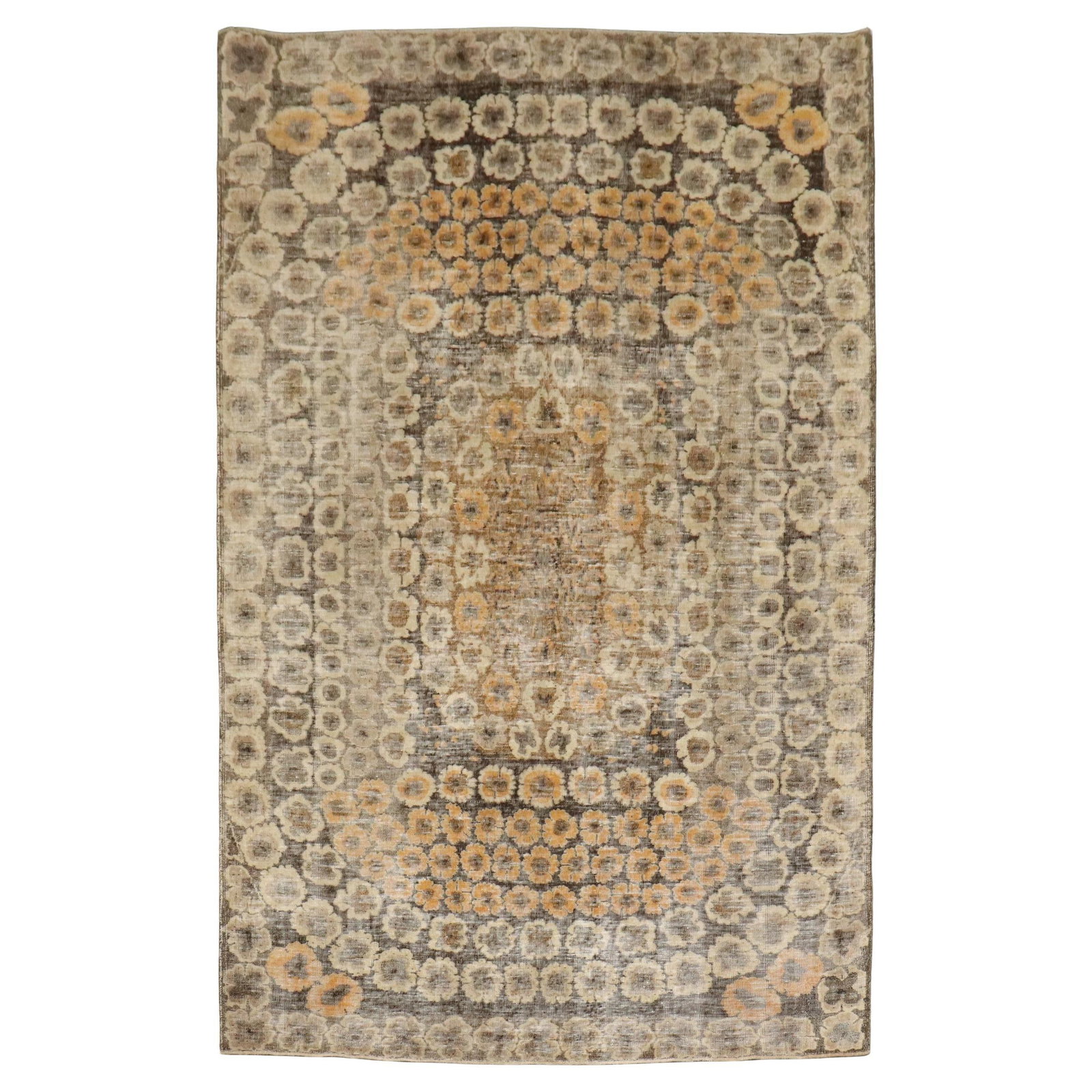 Zeki Muren Eclectic Turkish Deco Hand-Woven Wool Rug 80 x 113 in: Zeki Muren Eclectic Turkish Deco Hand-Woven Wool Rug 80 x 113 in Discover the unique beauty of this mid 20th Century Turkish Deco rug, attributed to the iconic Zeki Muren. Hand-woven from high-quality