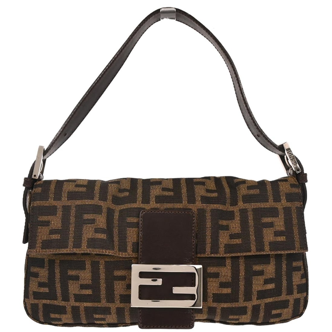 Fendi Zucca Canvas Medium Baguette Shoulder Bag Brown 2454.26424.099 (1 of 10)