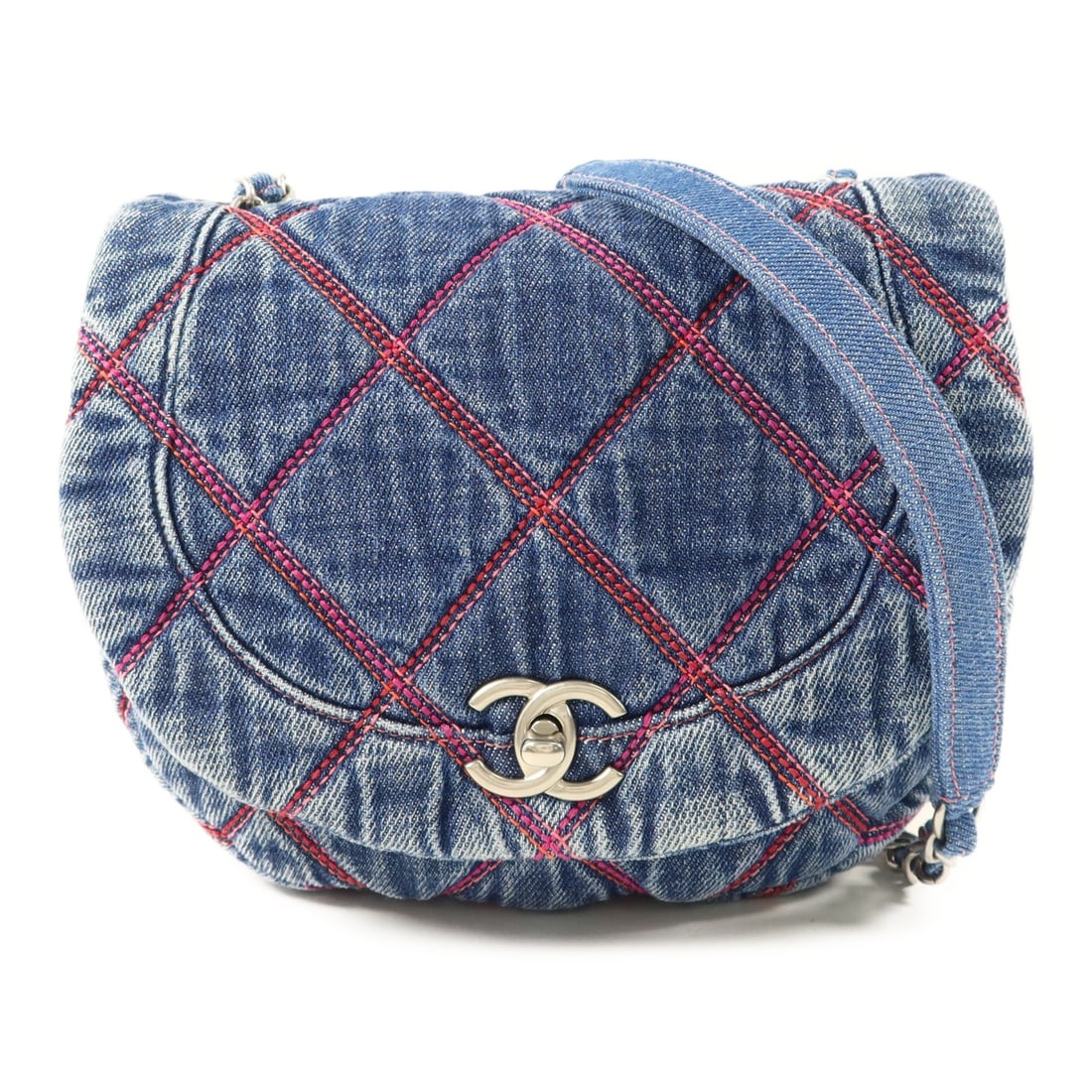 Chanel Denim Blue AS3187 Chain Shoulder Bag with Silver Tone CC (1 of 16)