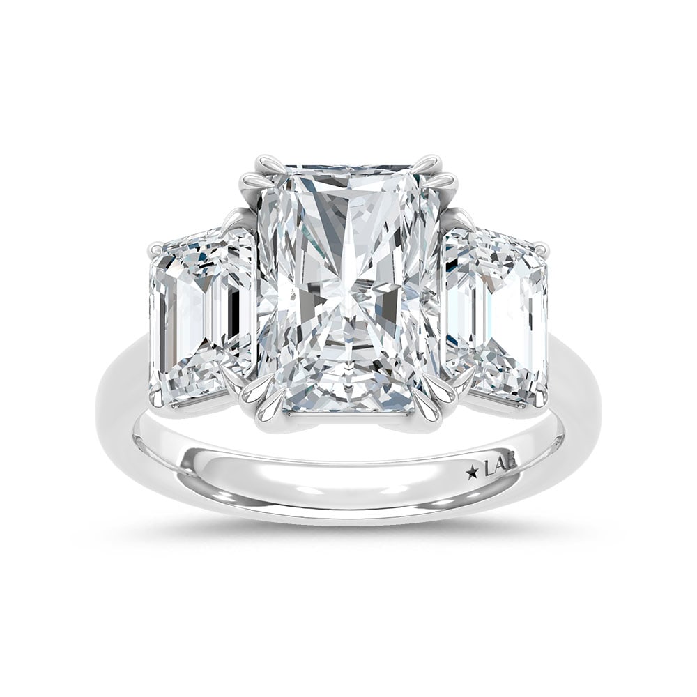 14K White Gold Lab Grown Diamond 5 Ct.Tw. Elongated Radiant Cut Three Stone Engagement Ring (1 of 4)