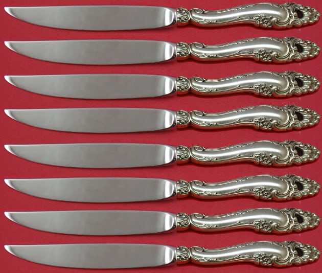 Gorham Decor Sterling Silver Steak Knife Set 8pc Not Serrated 8" (1 of 3)