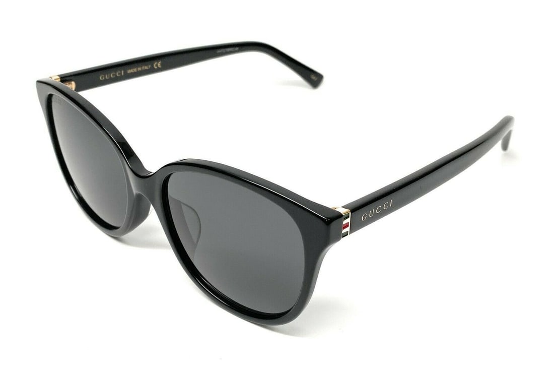 GUCCI GG0461SA 001 Women's Oval Sunglasses Black Gray 55mm (1 of 5)