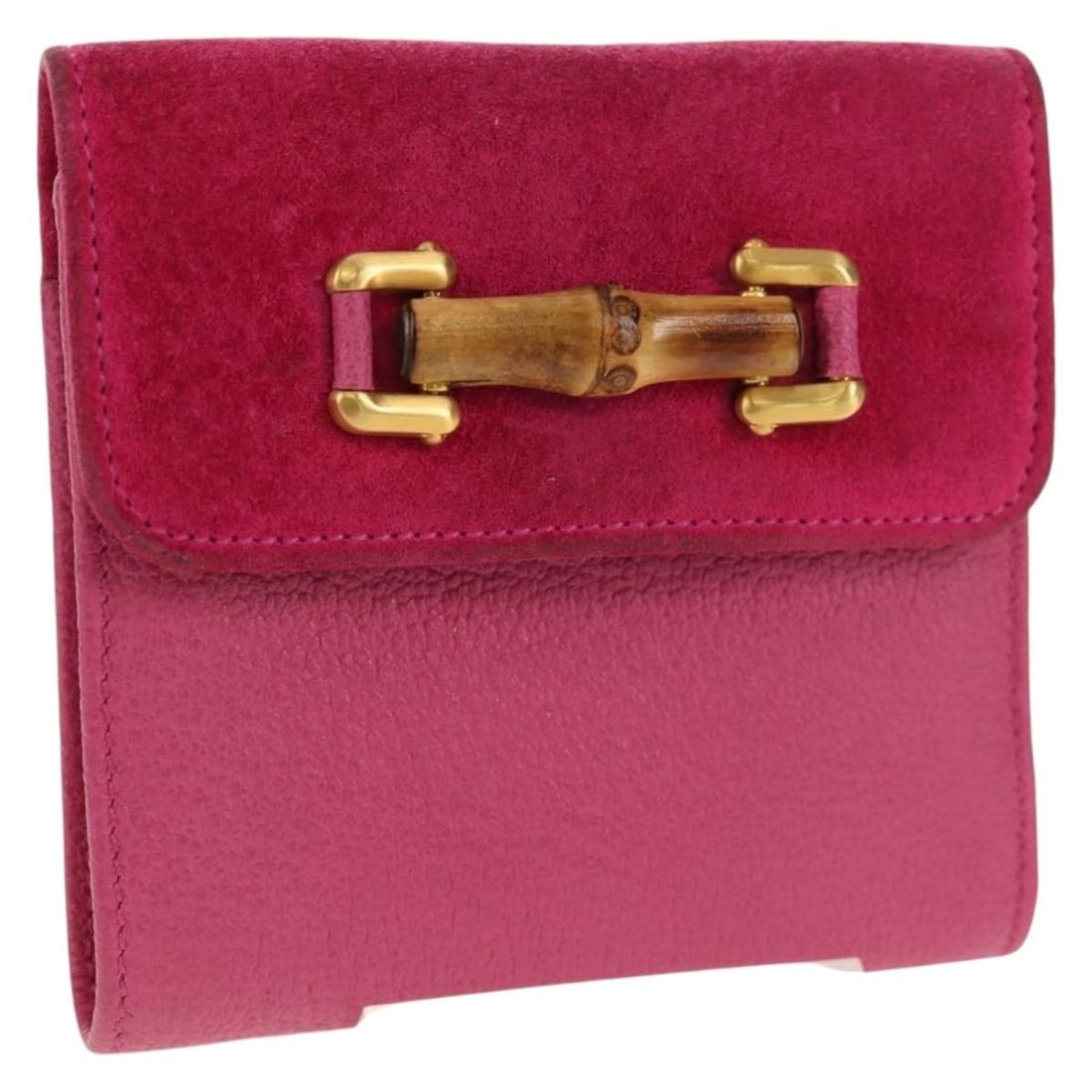 GUCCI Bamboo Suede Wallet Pink Gold 035 0959 1861 0 Authentic Italy (1 of 18)