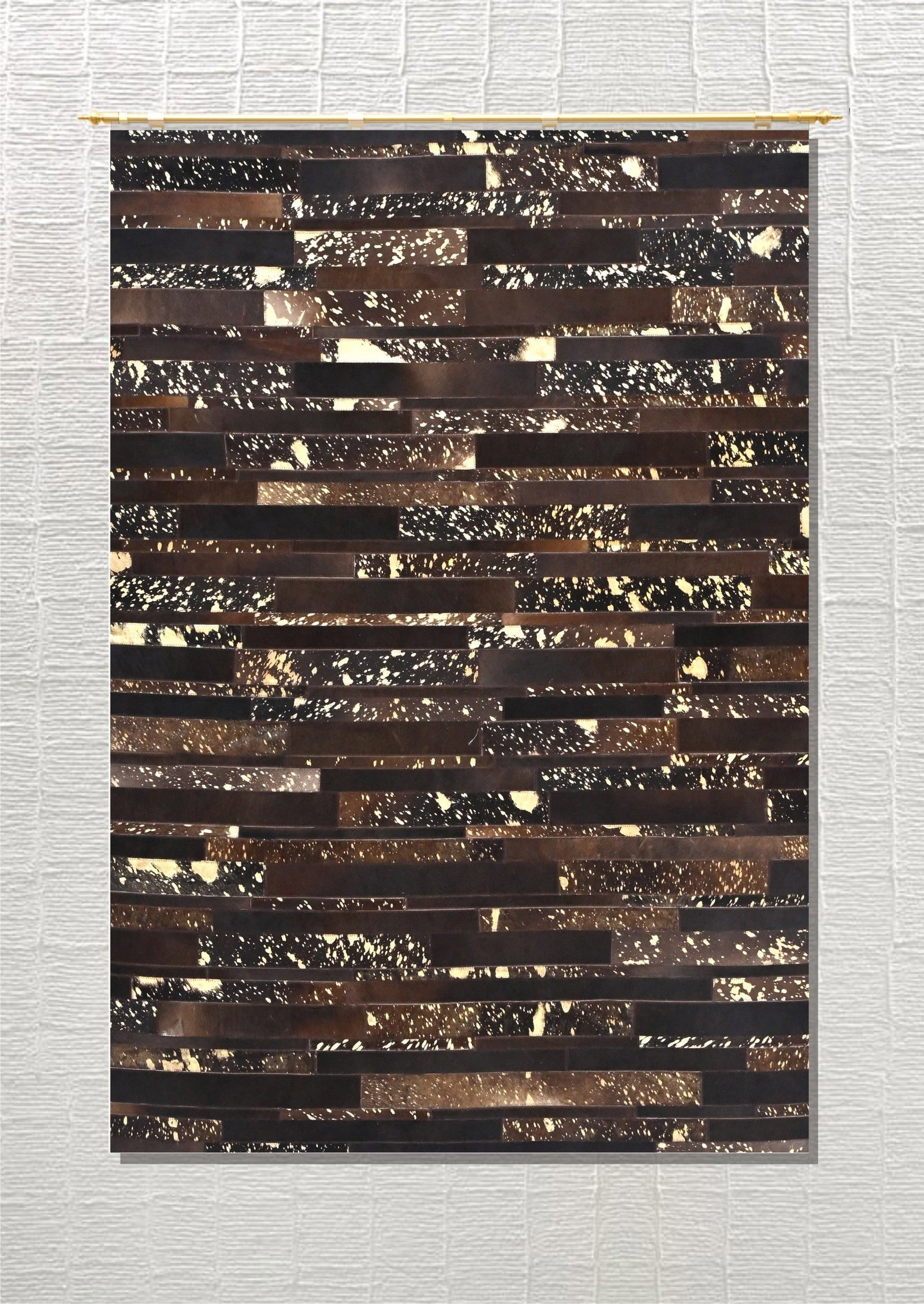 Handmade Espresso Diamond Harlequin Patchwork Cowhide Leather Area Rug 3FT x 5FT (1 of 1)