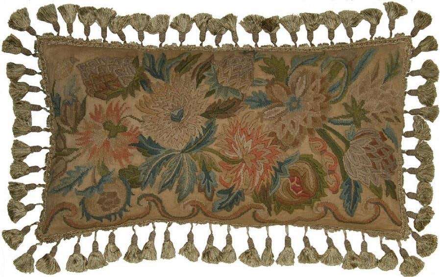 Provence Home Orange Floral Throw Pillow with Tassel Trim (1 of 1)