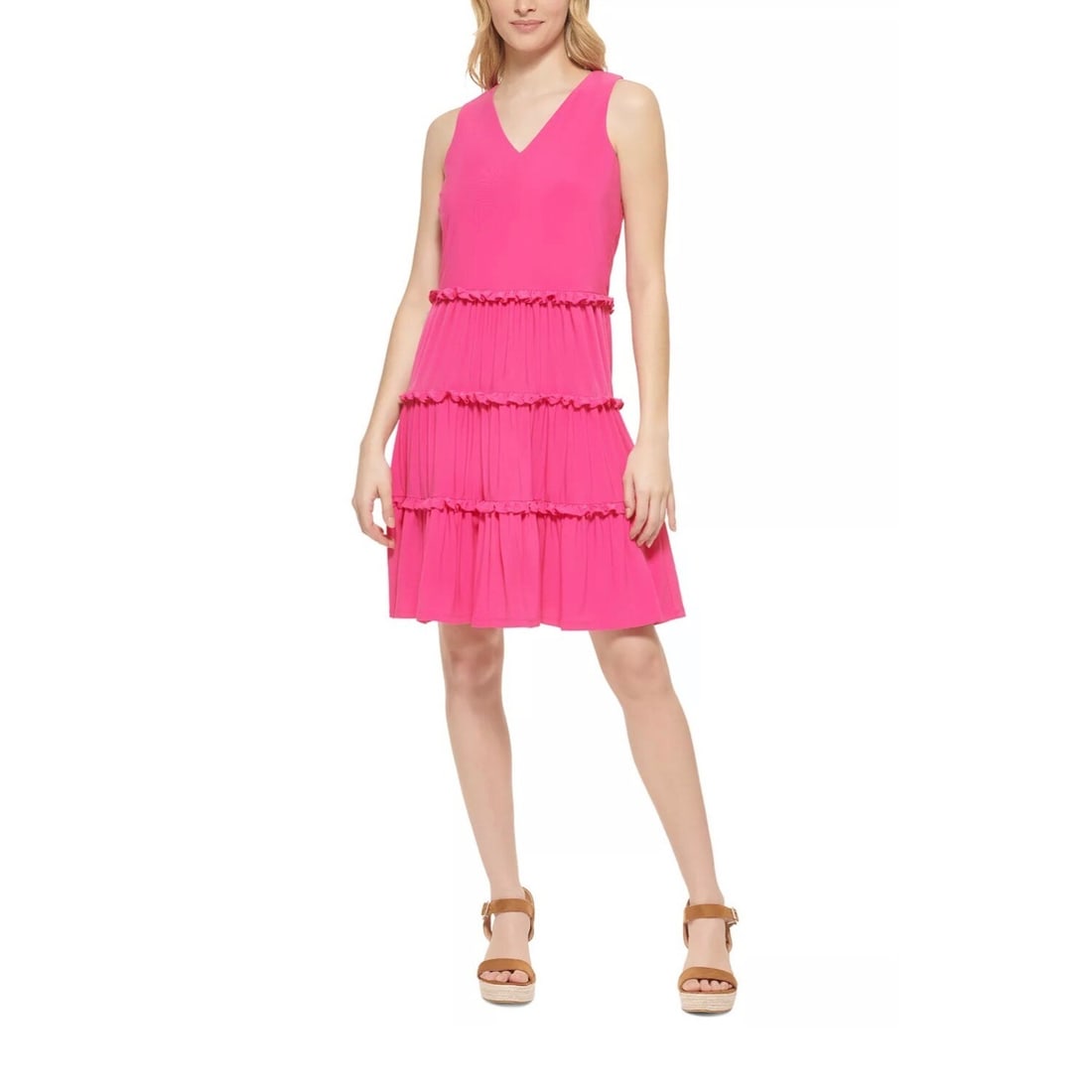 Tommy Hilfiger Women's Ruffled Tiered Shift Dress Pink Size 2 (1 of 4)