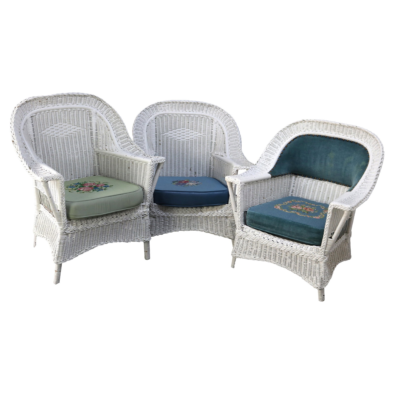 Set of 3 Heywood-Wakefield Bar Harbor Wicker Chairs C1920 (1 of 18)